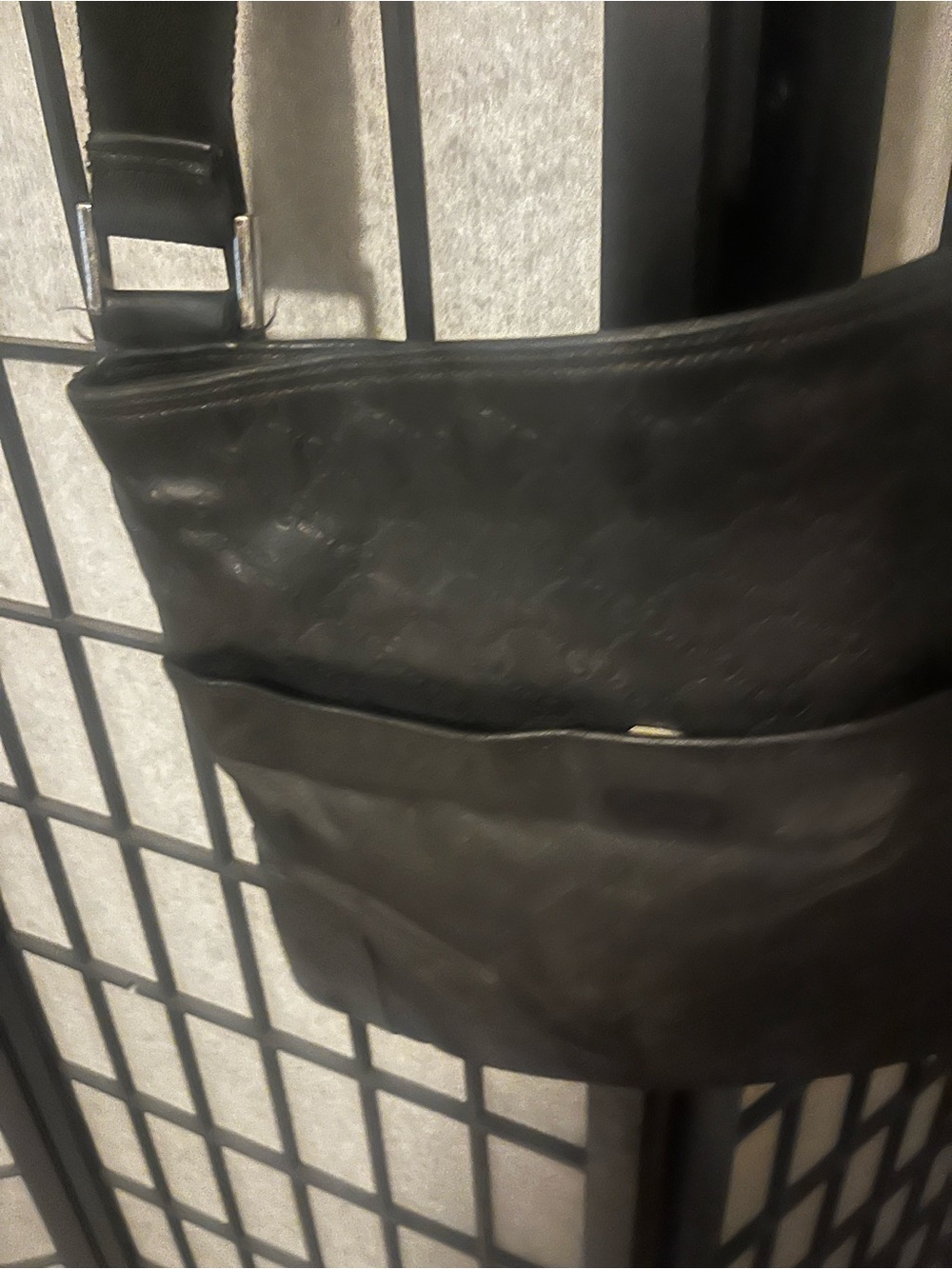 Black Leather Crossbody Bag - Sleek Everyday message carry bag